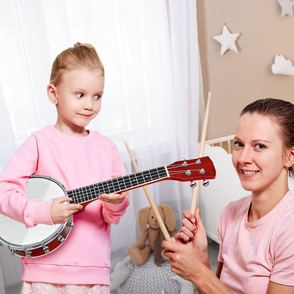 Banjo 4 Cordes 24 Pouces Avec Remo Peau Avec Sac De Transport Pour Enfants&Adultes Débutant En Bois 62 X 21 X 7,5 CM