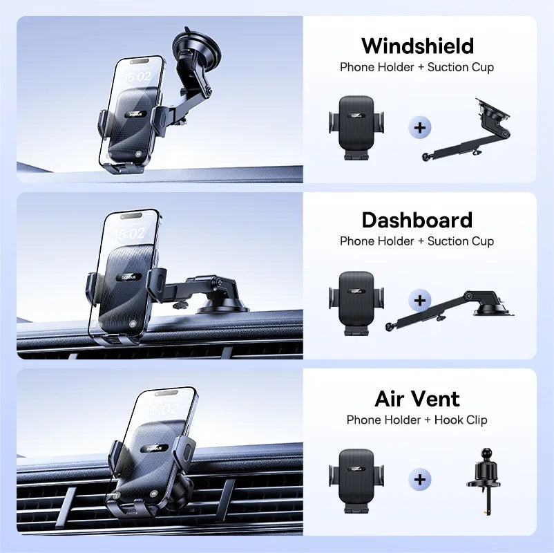 Baseus Car Phone Holder Sucker for Dashboard Windshield Mobile Car Cell Phone Holder Clamp for Iphone Pro Xiaomi Huawei Samsung