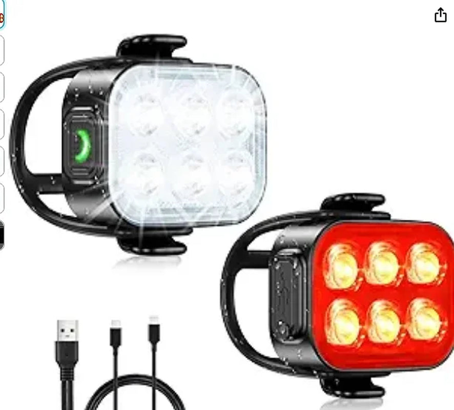 Bike Lights for Night Riding, USB Rechargeable Bike Lights Front and Back, Waterproof IP65 Bicycle Light