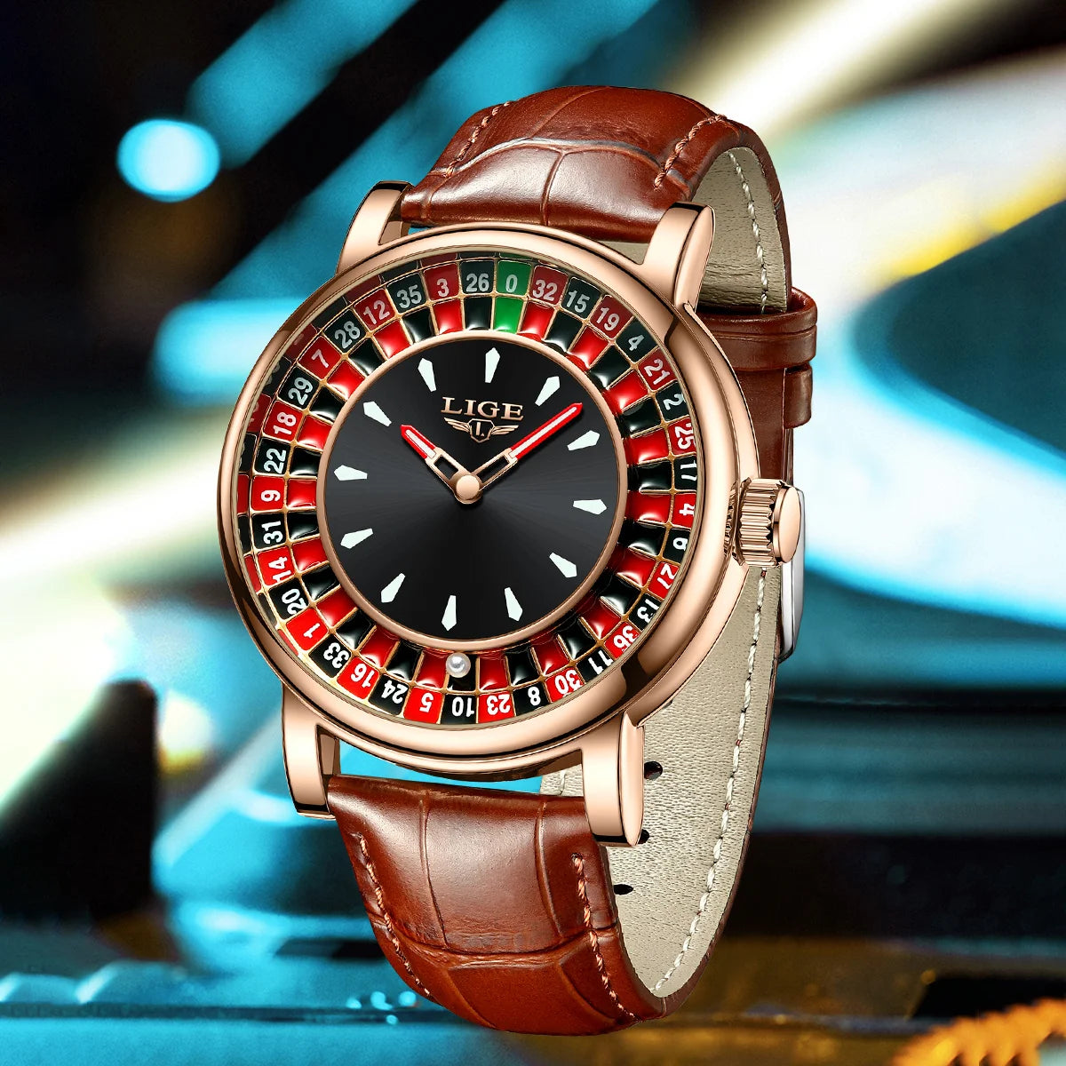 Luxury Mens Watch Fashion Large Turntable Dial Waterproof Quartz Watches Luminous Sports Business Man Watch Leather Clock