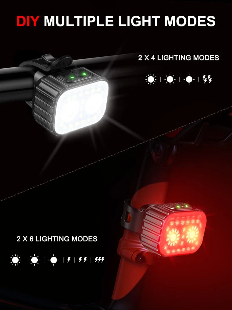 Bike Lights for Night Riding, USB Rechargeable Bike Lights Front and Back, Waterproof IP65 Bicycle Light