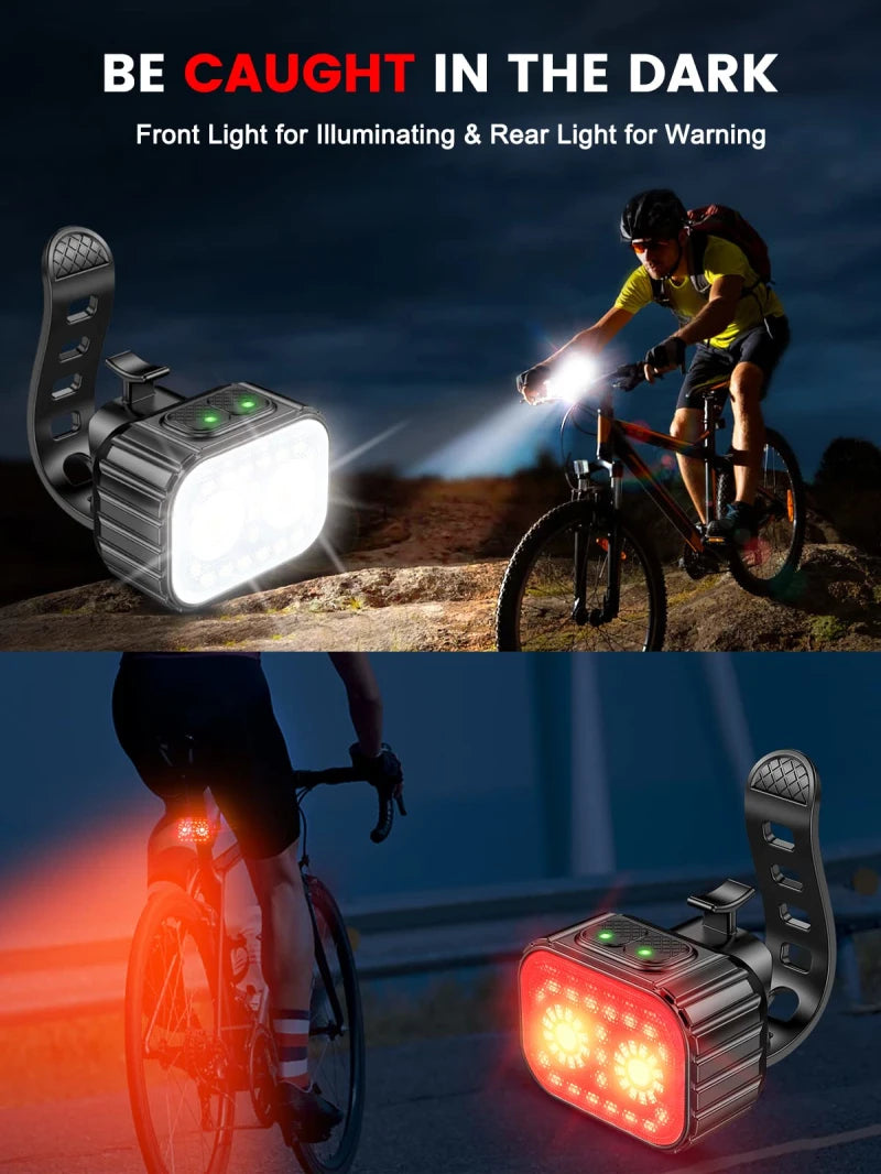 Bike Lights for Night Riding, USB Rechargeable Bike Lights Front and Back, Waterproof IP65 Bicycle Light
