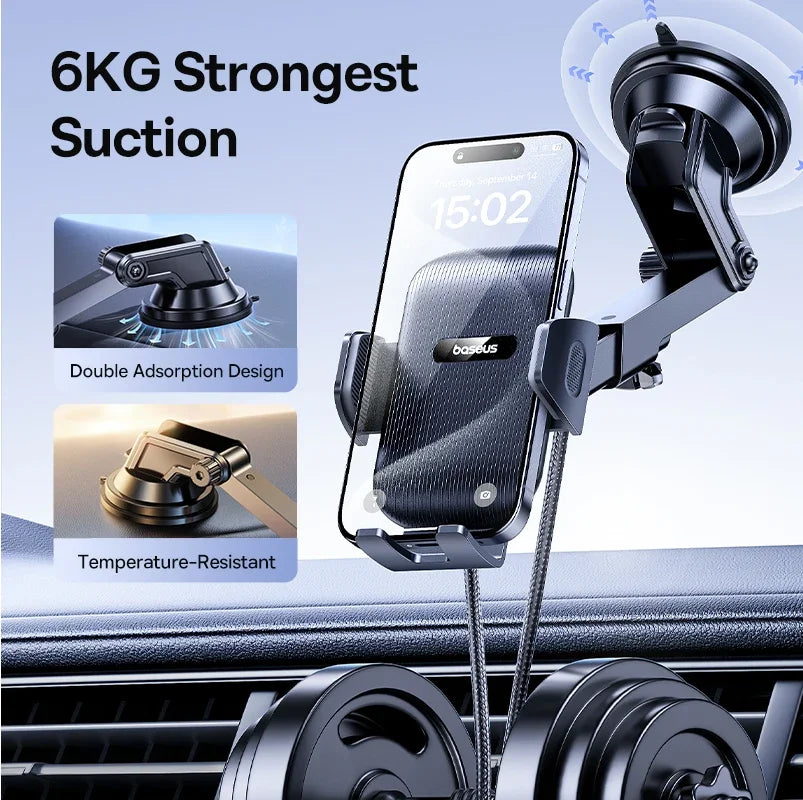 Baseus Car Phone Holder Sucker for Dashboard Windshield Mobile Car Cell Phone Holder Clamp for Iphone Pro Xiaomi Huawei Samsung